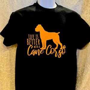 T-shirt that reads life is better with a Cane Corso
S,M,L,XL